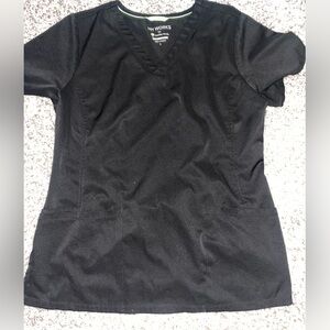 Healing hands black large scrub top